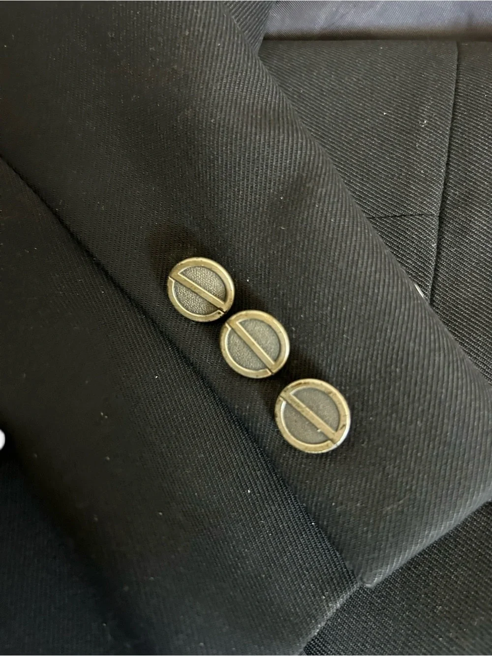 1970s DIOR 3 Puice Suit Logo Button, Flat Front pant 42L 34x34 UNION MADE